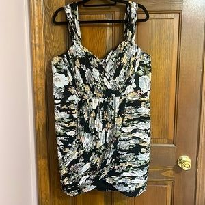 LAVISH ALICE Bardot Floral Ruched Minidress Black Rose